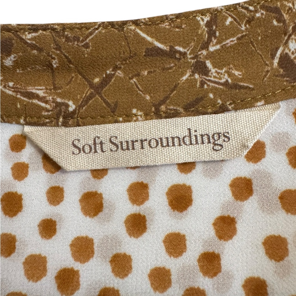 Soft Surroundings Women's Cream and Gold Button-Front Long Sleeve Blouse Size S - Picture 5 of 9